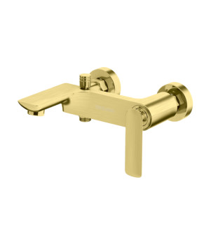 Смеситель для ванны и душа KOHLMAN EXPERIENCE BRUSHED GOLD настенный с изливом (KPL-QW110EGDB)