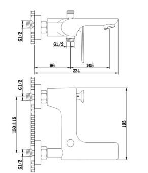 Смеситель для ванны и душа KOHLMAN FOXAL CHROME настенный с изливом (KPL-QW110F)