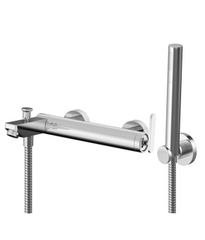 Смеситель для ванны и душа KOHLMAN BOXINE CHROME настенный с изливом (KPL-QW110B)