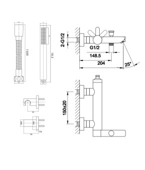 Смеситель для ванны и душа KOHLMAN BOXINE CHROME настенный с изливом (KPL-QW110B)
