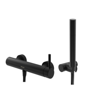 Смеситель для ванны и душа KOHLMAN ROXIN BLACK настенный без излива (KPL-QW120RB)