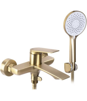 Смеситель для ванны и душа REA  AVALON BRUSHED GOLD настенный с изливом (REA-B2707)