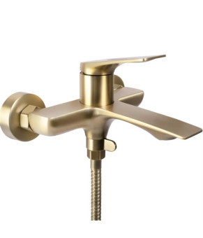 Смеситель для ванны и душа REA  AVALON BRUSHED GOLD настенный с изливом (REA-B2707)