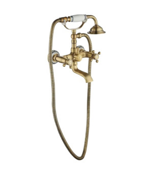 Смеситель для ванны и душа REA RUSTICO ANTIQUE GOLD настенный с изливом (REA-B0702)