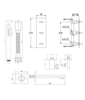 Смеситель для ванны и душа KOHLMAN NEXEN CHROME + BOX скрытого монтажа (KPL-QW217UQ20)
