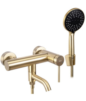 Смеситель для ванны и душа REA CLIF BRUSHED GOLD настенный с изливом  (REA-B4242)