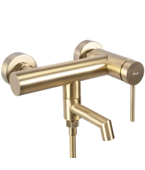 Смеситель для ванны и душа REA FOSS BRUSHED GOLD настенный с изливом  (REA-B5112)