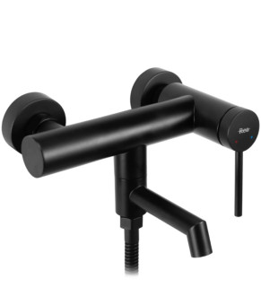 Смеситель для ванны и душа REA FOSS BLACK черный настенный с изливом  (REA-B5099)