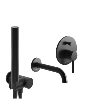 Смеситель для ванны и душа KOHLMAN ROXIN BLACK + BOX скрытого монтажа  (KPL-QW210RBL)