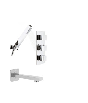 Смеситель для ванны и душа REA BRITO CHROME с термостатом + BOX скрытого монтажа (REA-P0801KPL-W)