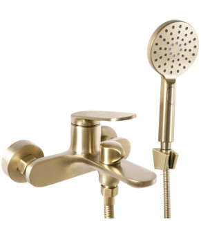 Смеситель для ванны и душа REA MARCO BRUSHED GOLD настенный с изливом (REA-B5942)
