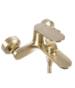 Смеситель для ванны и душа REA MARCO BRUSHED GOLD настенный с изливом (REA-B5942)