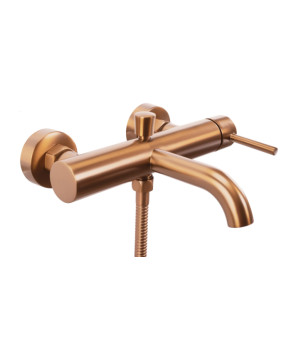 Смеситель для ванны и душа REA LUNGO BRUSHED COPPER настенный с изливом (REA-B1115)