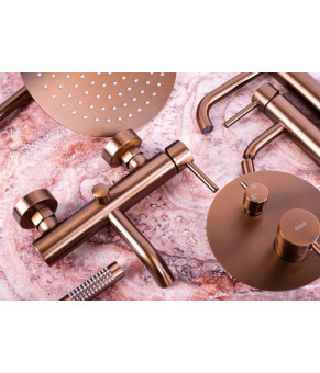 Смеситель для ванны и душа REA LUNGO BRUSHED COPPER настенный с изливом (REA-B1115)