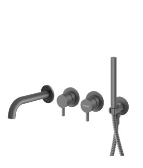Смеситель для ванны и душа KOHLMAN AXEL GRAPHITE + BOX скрытого монтажа (QW260AG+QW230AG)