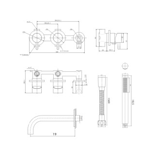 Смеситель для ванны и душа KOHLMAN AXEL GRAPHITE + BOX скрытого монтажа (QW260AG+QW230AG)