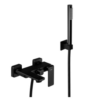 Смеситель для ванны и душа CORSAN TRINO BLACK черный настенный с изливом  (CMZ056)