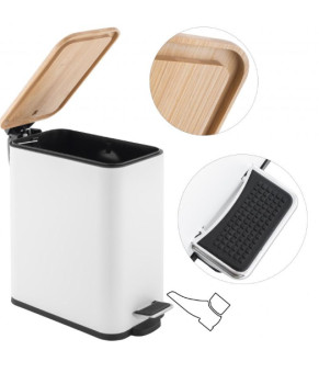 Корзина для мусора YOKA MOBY WHITE BAMBOO 5л. для ванной комнаты (CH.MOBY-5-WHT)