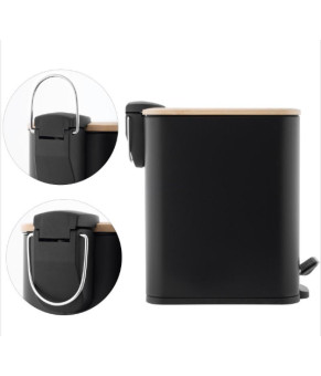 Корзина для мусора YOKA MOBY BLACK BAMBOO 5л. для ванной комнаты (CH.MOBY-5-BLK)