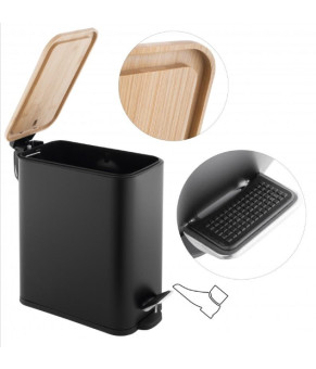 Корзина для мусора YOKA MOBY BLACK BAMBOO 5л. для ванной комнаты (CH.MOBY-5-BLK)