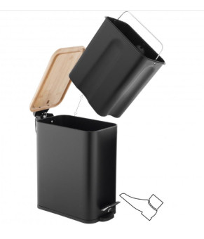 Корзина для мусора YOKA MOBY BLACK BAMBOO 5л. для ванной комнаты (CH.MOBY-5-BLK)