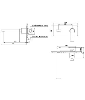 Смеситель для раковины (умывальника) KOHLMAN EXPERIENCE BRUSHED GOLD + BOX скрытого монтажа * (QW185EGDB)