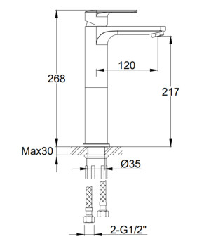 Смеситель для раковины (умывальника) KOHLMAN TEXEN CHROME высокий * (QB170T)
