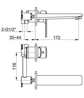 Смеситель для раковины (умывальника) KOHLMAN TEXEN CHROME + BOX скрытого монтажа * (QW180T)