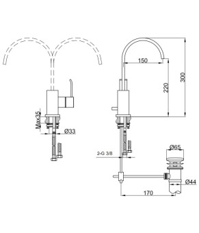 Смеситель для раковины (умывальника) KOHLMAN AXIS CHROME  (QB150N)