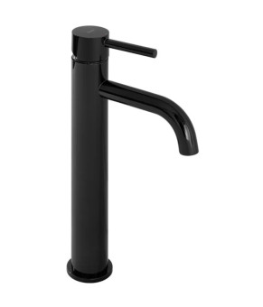 Смеситель для раковины (умывальника) REA LUNGO BLACK GLOSSY черный высокий (REA-B0662)