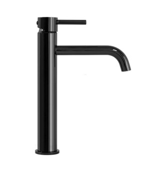 Смеситель для раковины (умывальника) REA LUNGO BLACK GLOSSY черный высокий (REA-B0662)