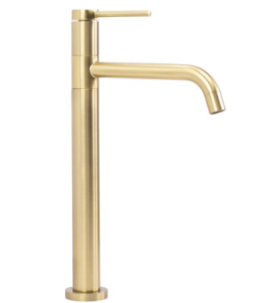 Смеситель для раковины (умывальника) REA LUGANO SLIM BRUSHED GOLD высокий * (REA-B4420)