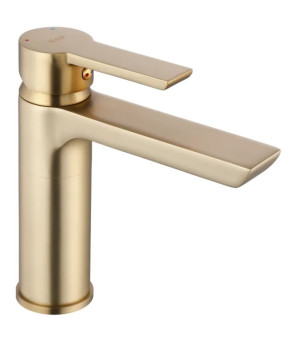 Смеситель для раковины (умывальника) REA  ARGUS BRUSHED GOLD золотой матовый низкий (REA-B6410)