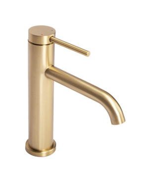 Смеситель для раковины (умывальника) REA CLIF BRUSHED GOLD золотой матовый низкий * (REA-B5323)