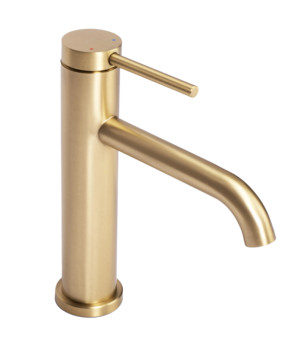 Смеситель для раковины (умывальника) REA CLIF BRUSHED GOLD золотой матовый низкий * (REA-B5323)