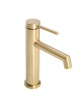 Смеситель для раковины (умывальника) REA FOSS BRUSHED GOLD золотой матовый низкий (REA-B5316)