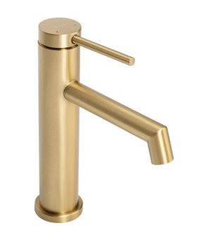 Смеситель для раковины (умывальника) REA FOSS BRUSHED GOLD золотой матовый низкий (REA-B5316)