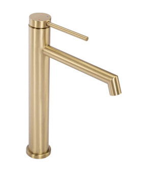 Смеситель для раковины (умывальника) REA FOSS BRUSHED GOLD золотой матовый высокий (REA-B5319)