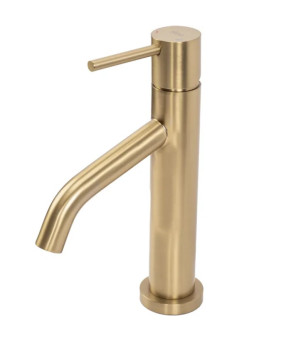 Смеситель для раковины (умывальника) REA LEVEL BRUSHED GOLD матовое золото низкий (REA-B6218)