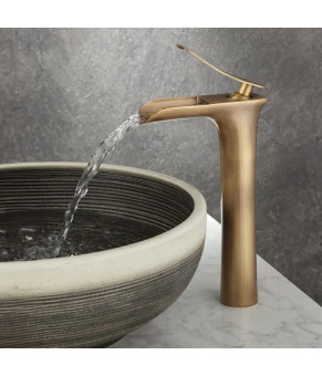 Смеситель для раковины (умывальника) REA LAGUNA ANTIQUE BRUSHED GOLD высокий (REA-B8120)