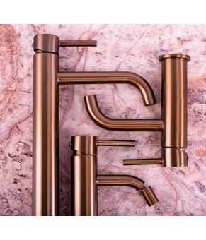 Смеситель для раковины (умывальника) REA LUNGO BRUSHED COPPER низкий  (REA-B1112)