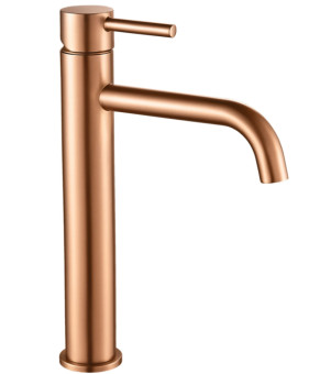 Смеситель для раковины (умывальника) REA LUNGO BRUSHED COPPER высокий  (REA-B1114)