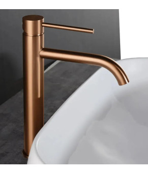 Смеситель для раковины (умывальника) REA LUNGO BRUSHED COPPER высокий  (REA-B1114)