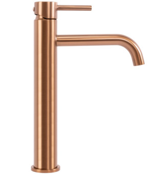 Смеситель для раковины (умывальника) REA LUNGO BRUSHED COPPER высокий  (REA-B1114)