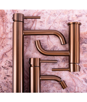 Смеситель для раковины (умывальника) REA LUNGO BRUSHED COPPER высокий  (REA-B1114)