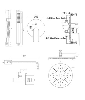Душевая система KOHLMAN PROXIMA 20 CHROME + BOX скрытого монтажа (QW210PR20)