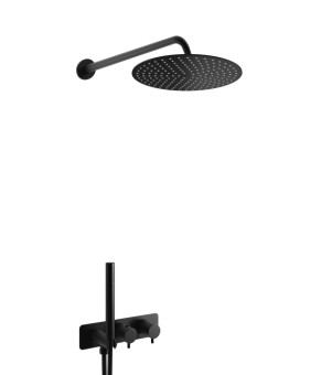 Душевая система KOHLMAN AXEL 25 BLACK с термостатом + BOX скрытого монтажа (KPL-QW265AB25)