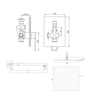 Душевая система KOHLMAN NEXEN 20 CHROME + BOX скрытого монтажа (QW220UQ20)