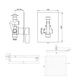 Душевая система KOHLMAN DEXAME 20 CHROME + BOX скрытого монтажа (QW220DQ20)