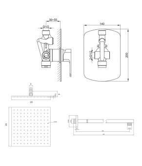 Душевая система KOHLMAN FOXAL 20 CHROME + BOX скрытого монтажа (QW220FQ20)